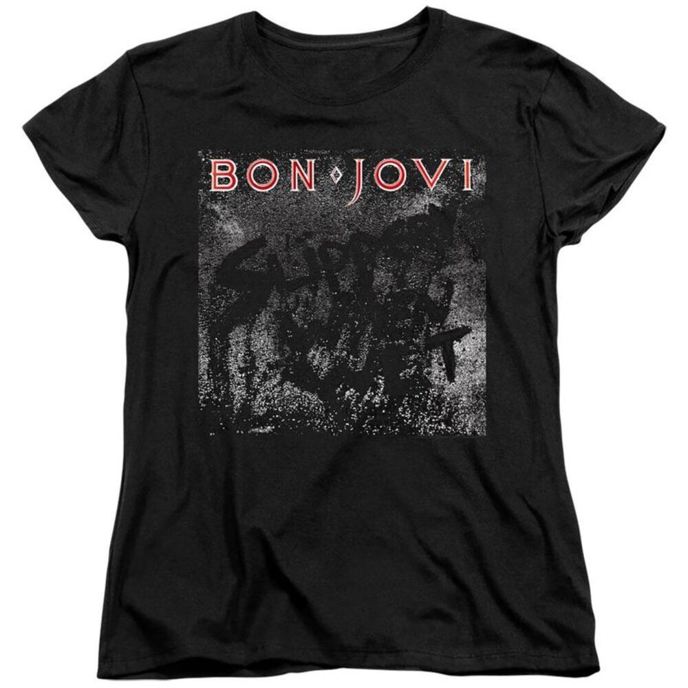 Bon Jovi Slippery Cover Short Sleeve Women�'s Tee / Black